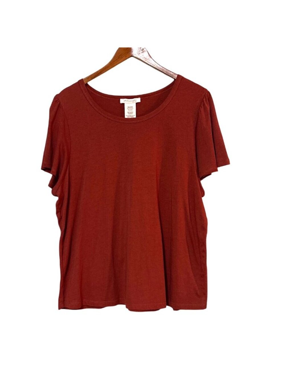 Philosophy Womens Rust Short Sleeve Top XXL/2XG Soft Blend Casual Wear 50% Polye